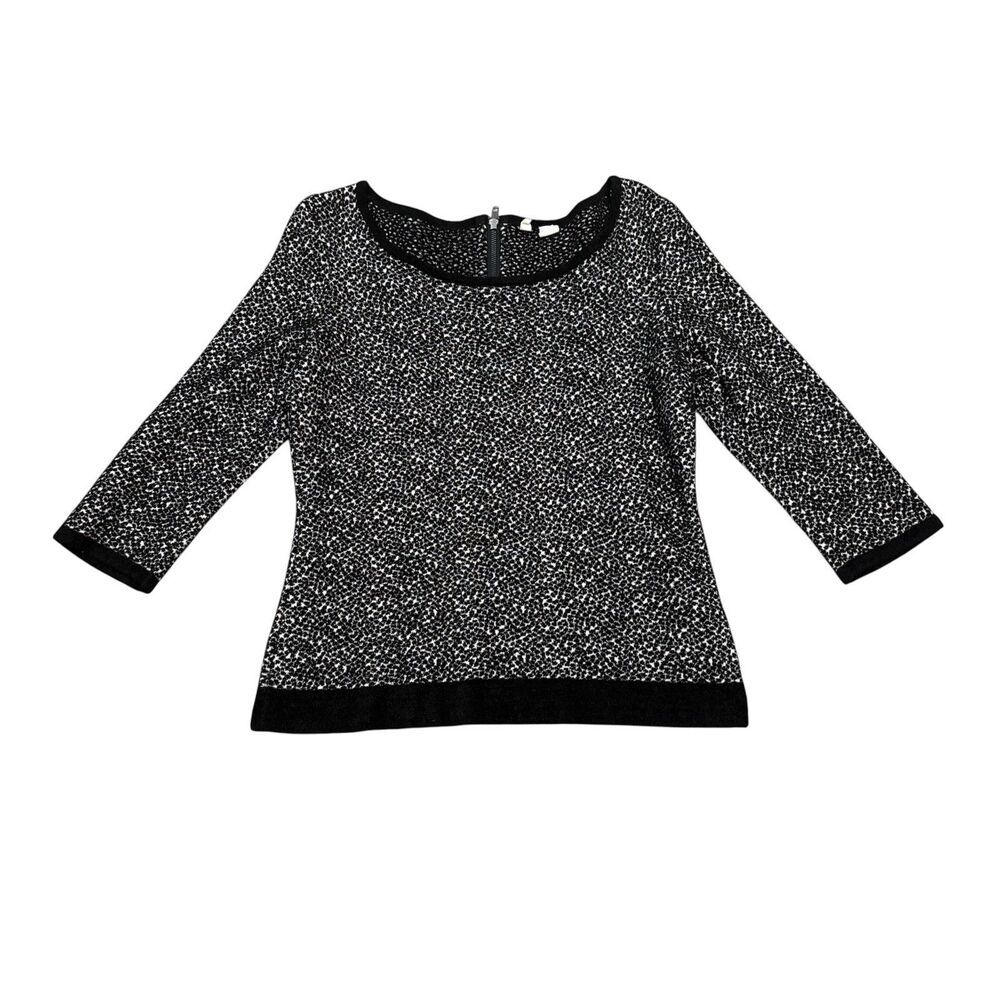 Moth Anthropologie Black White Spotted 3/4 Sleeve Lana Sweater Size M